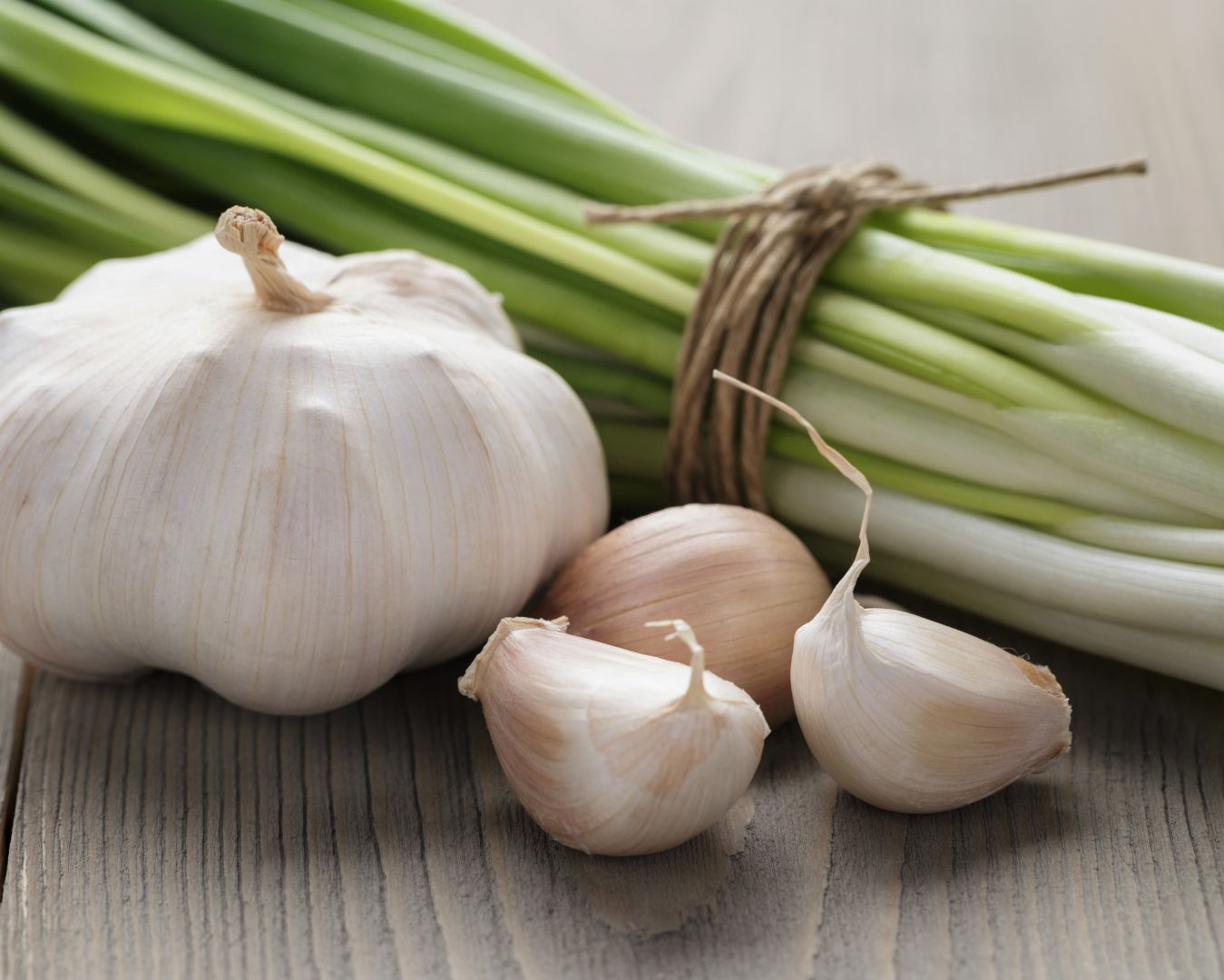 dientes de ajo y cebolleta