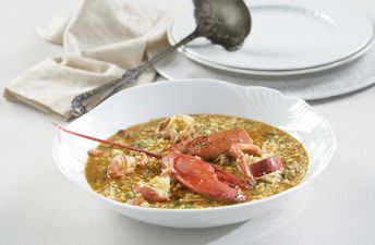 Delicioso arroz caldoso con bogavante