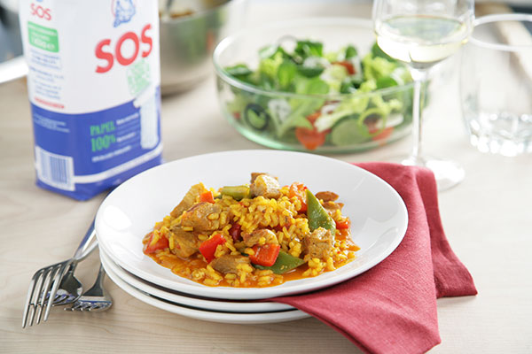 Plato de arroz con carne
