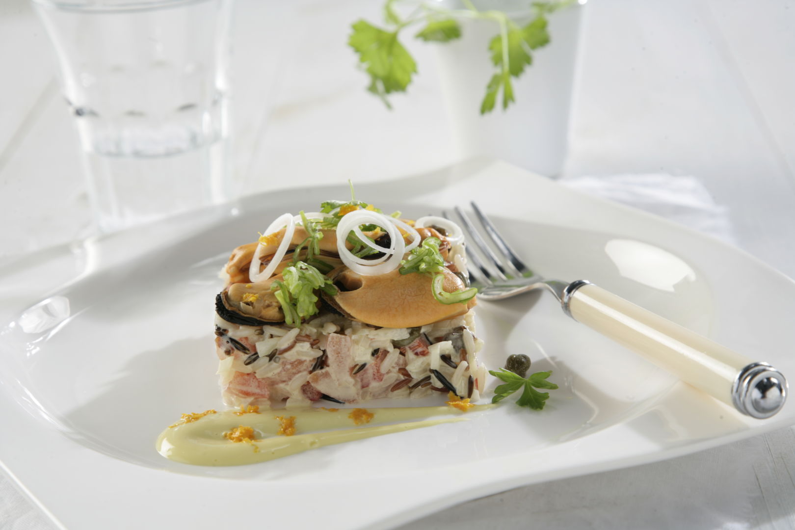 Ensalada de arroz y mejillones