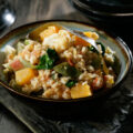 Arroz integral con quinoa, calabaza y kombu