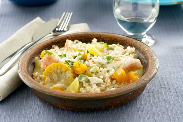 Foto de Chupe de pescado, arroz integral y quinoa