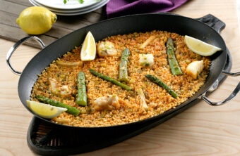 Paella de rape y verduras