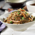 Salteado de arroz integral con quinoa, hinojo y zanahoria