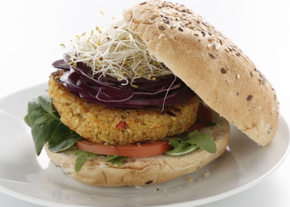 Hamburguesa vegetariana de arroz integral con quinoa