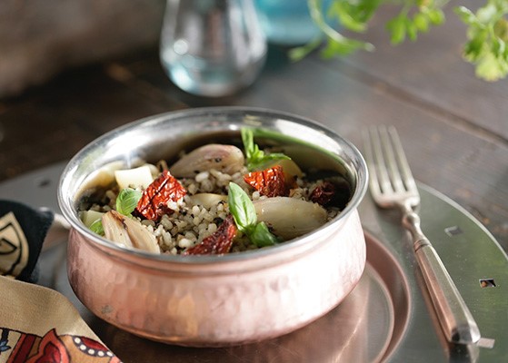 arroz sos integral con champiñones