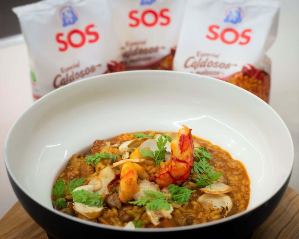 Arroz meloso con carabineros y setas