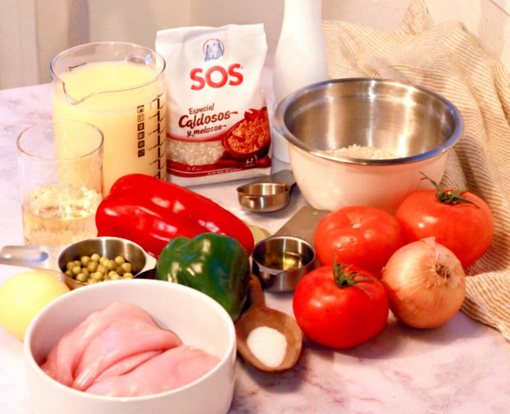 Receta arroz caldoso pollo paso 1 ingredientes