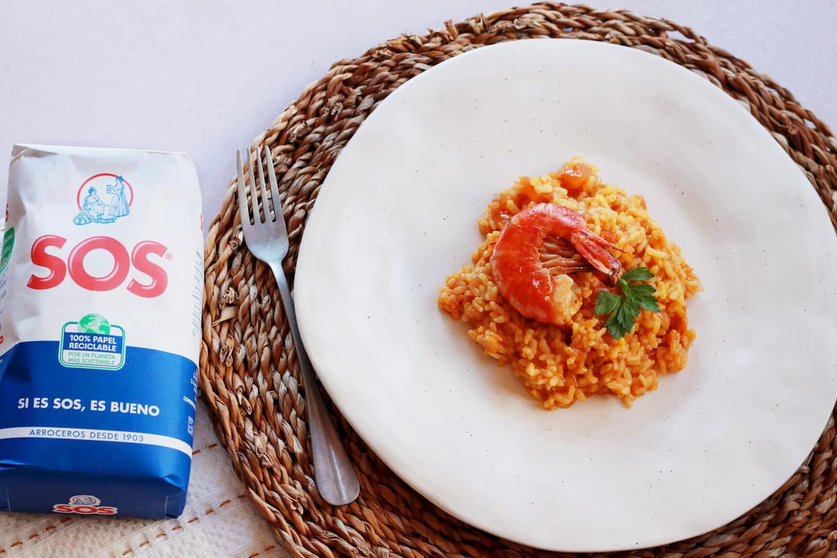 Receta arroz meloso gambones