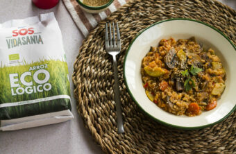 Arroz con champiñones y verduras