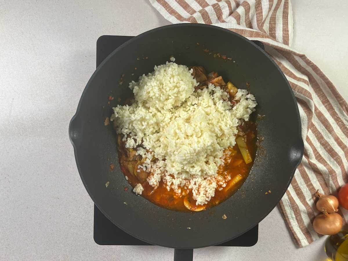 Arroz con champiñones y verduras