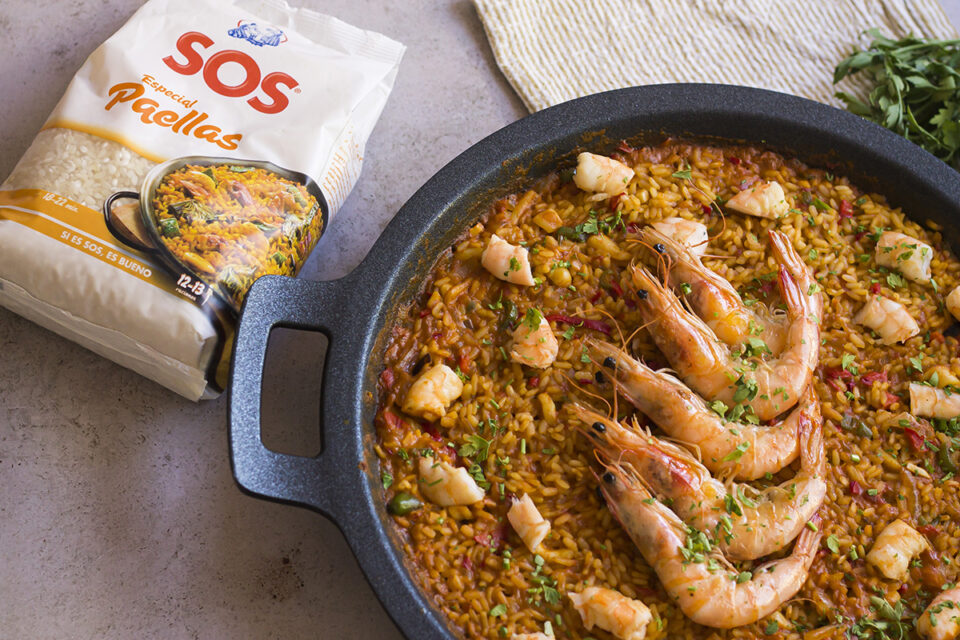 Paella de langostinos