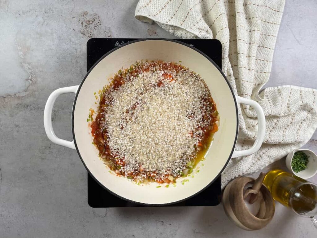 Añadir el arroz