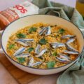 Arroz con boquerones y espinacas