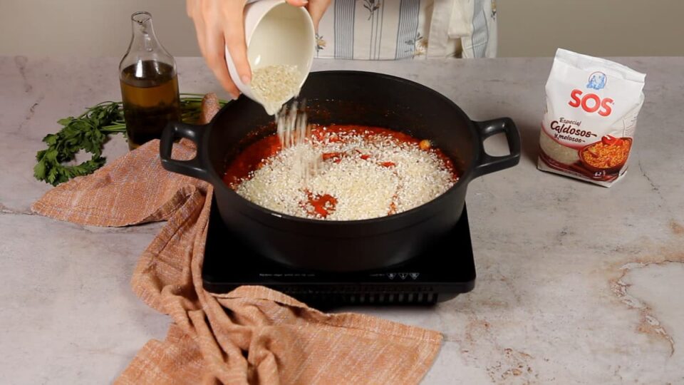 Añadir el arroz