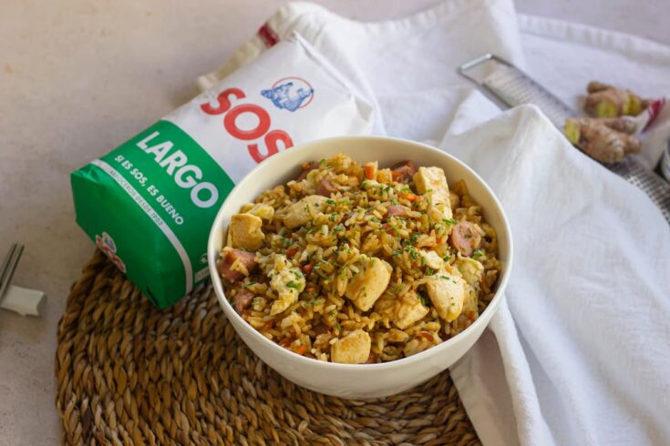 Arroz frito chino con pollo