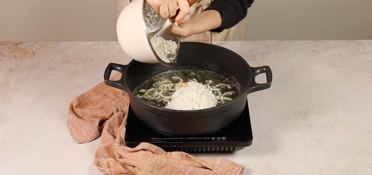 Agregar el arroz