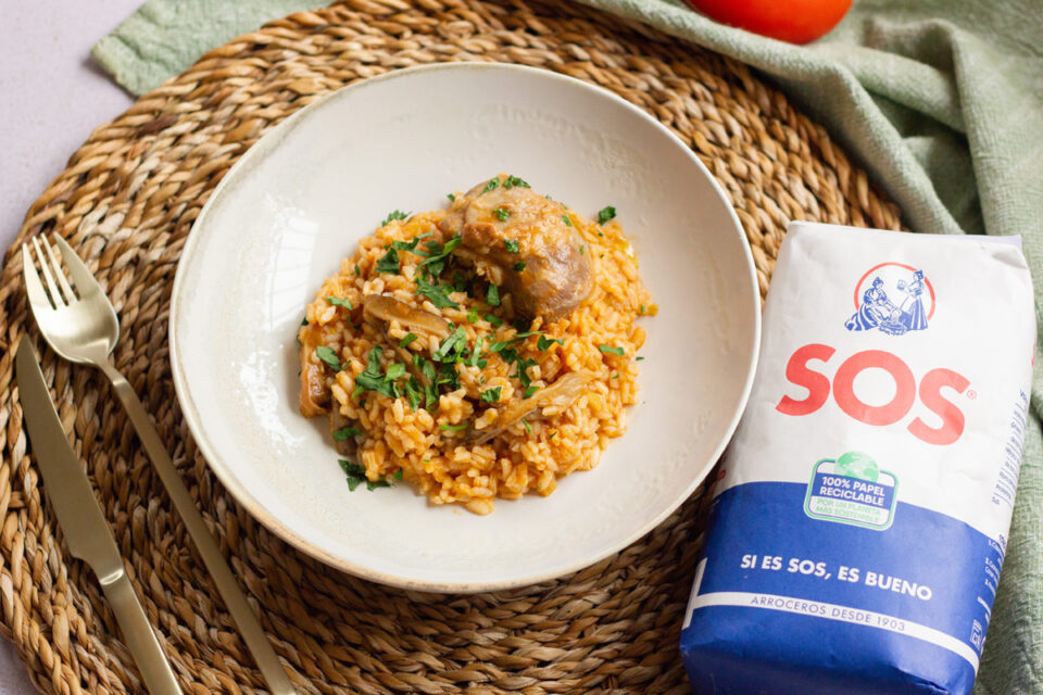 Arroz con carrilleras y setas