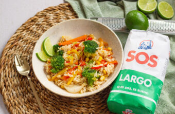 Arroz con verduras salteadas