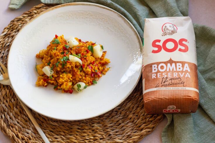 Arroz con sepia y verduras