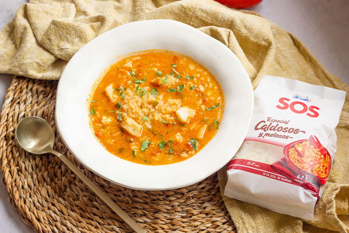 Arroz con bacalao caldoso