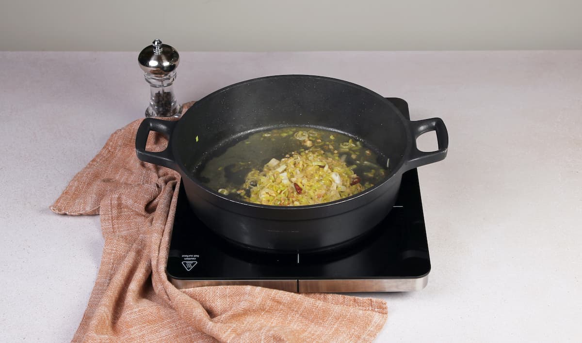 Sofrito de ajo y puerro