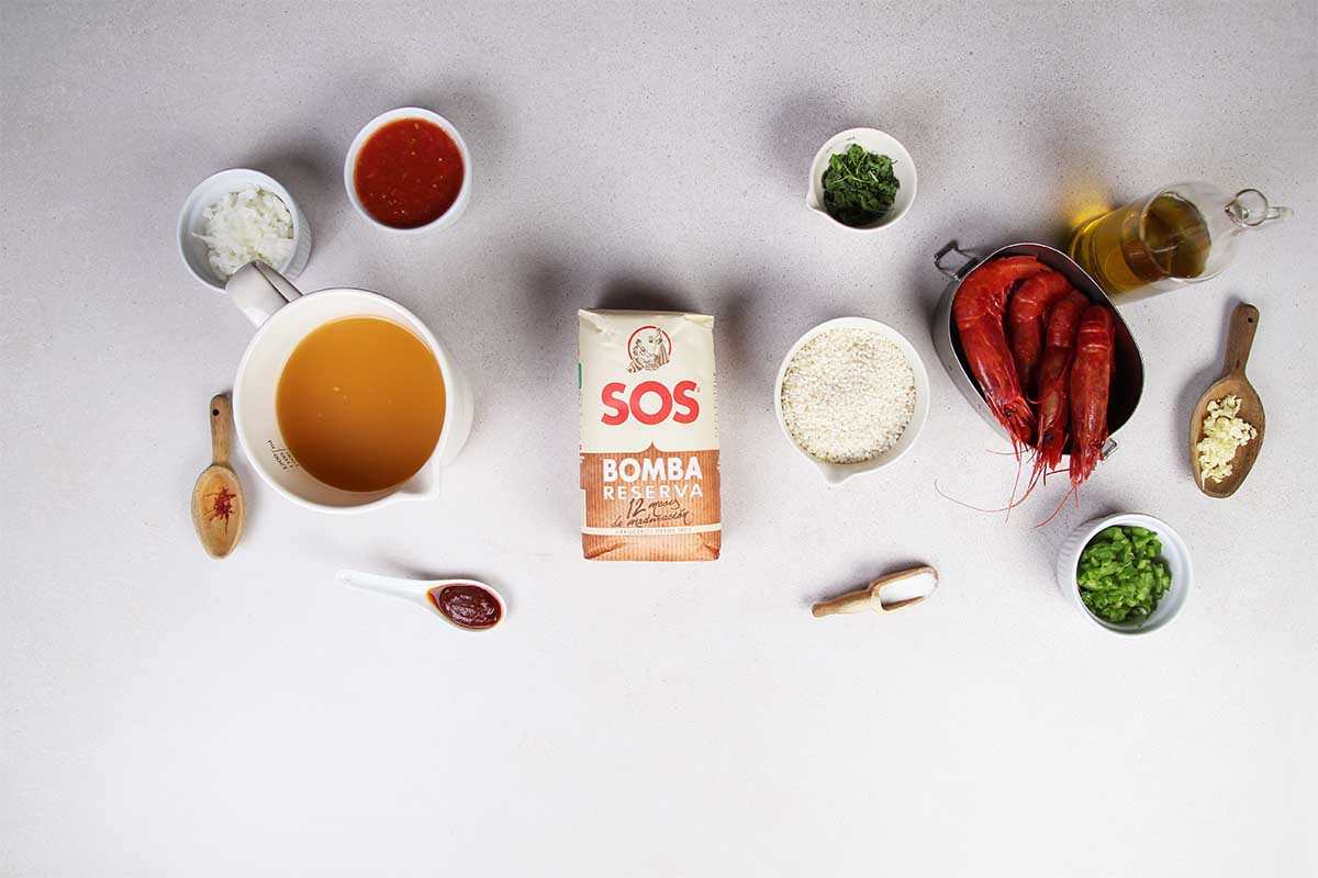 paso a paso arroz con carabineros ingredientes