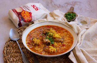Presentación arroz caldoso con costillas