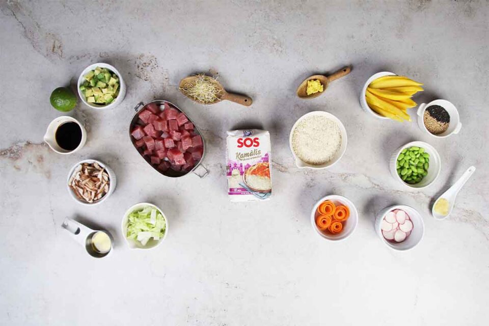 paso a paso poke de atún ingredientes