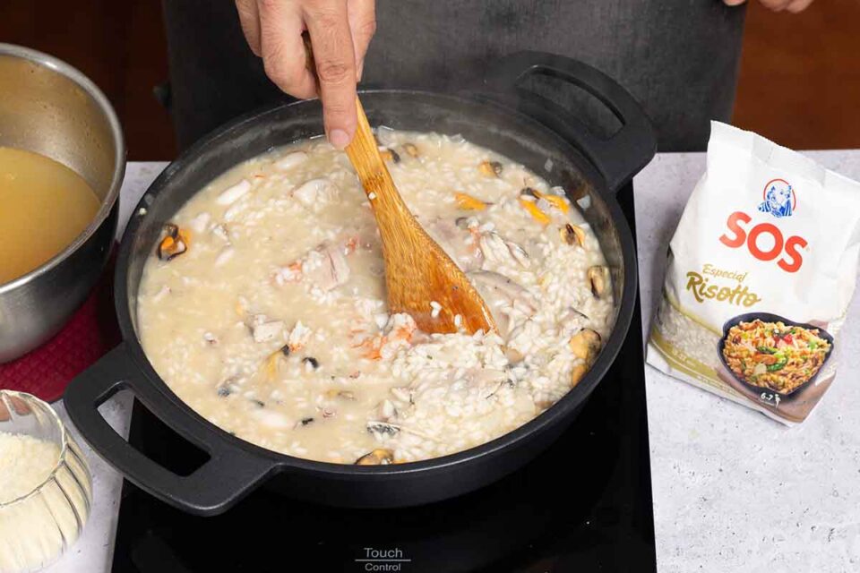 paso a paso risotto frutti di mare mariscos