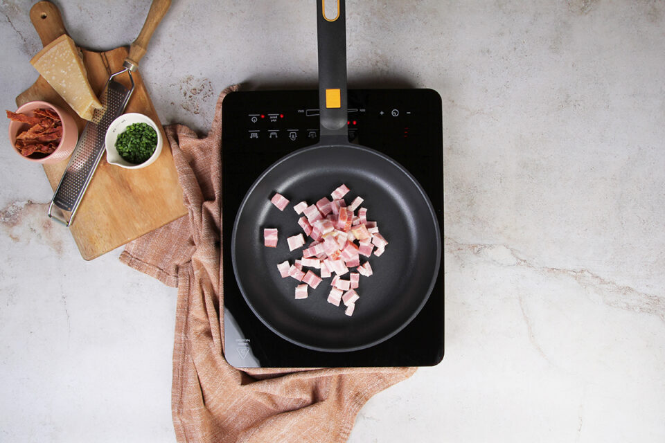 risotto carbonara sofreir bacon o panceta