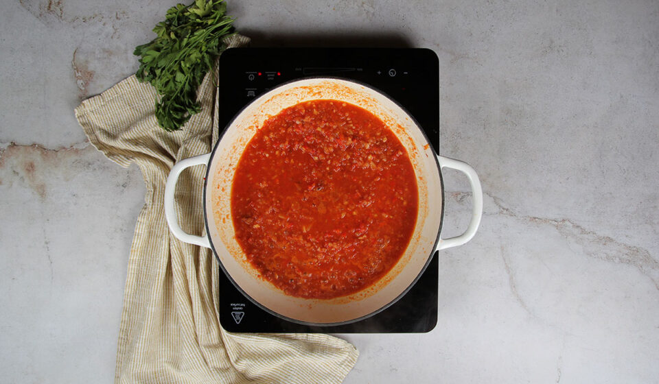 Sofrito en Arroz con bogavante de la Abuela