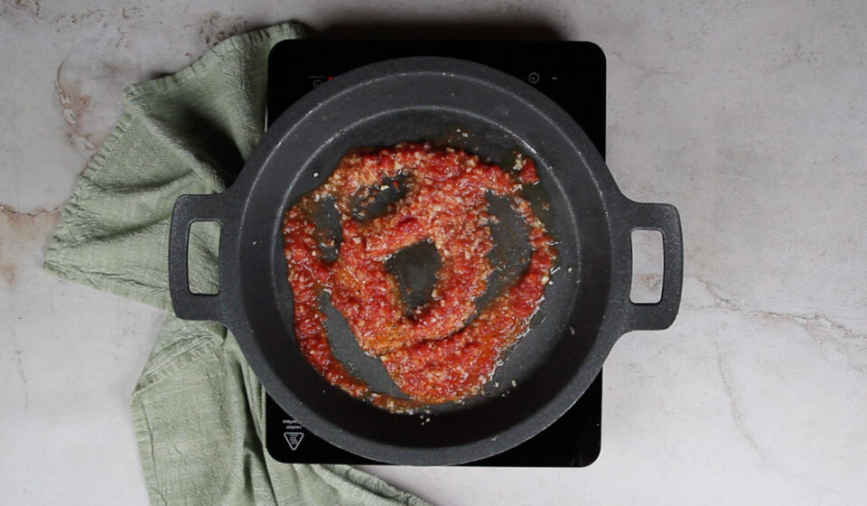 Sofrito para paella de pulpo