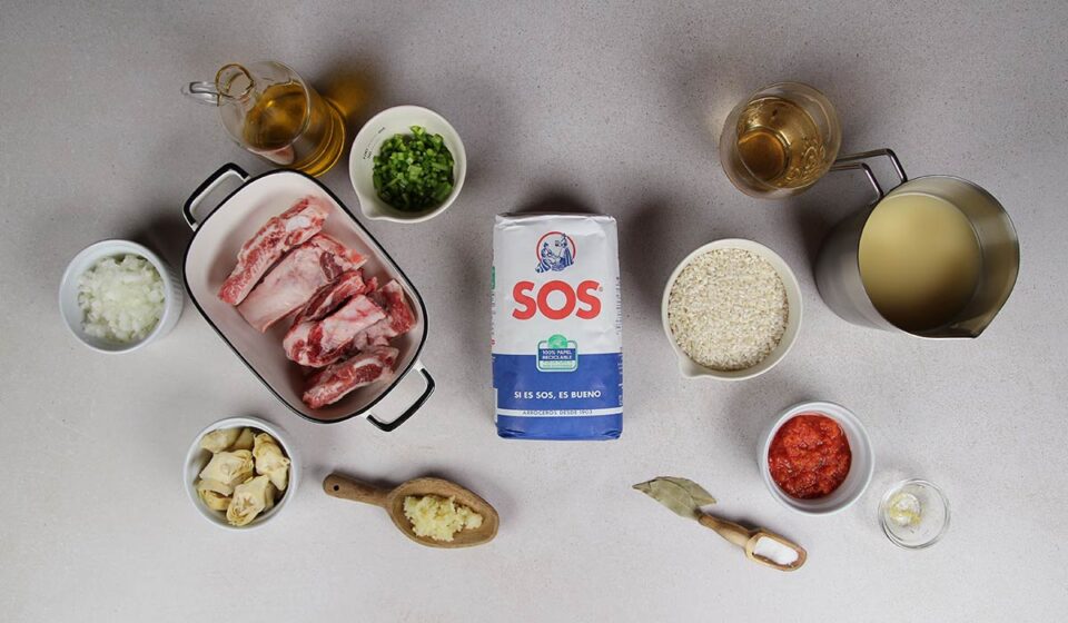 Ingredientes de Arroz con costillas y alcachofas