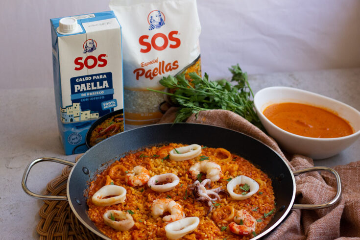 Paella con salmorreta
