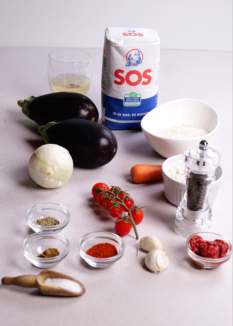 Ingredientes de arroz con berenjenas