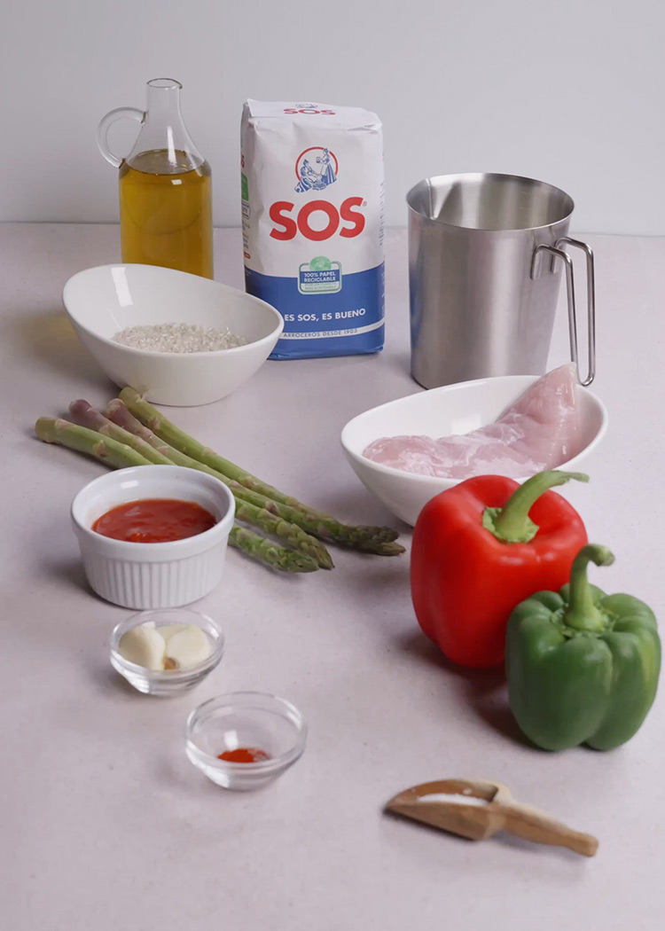 Ingredientes de arroz con pavo