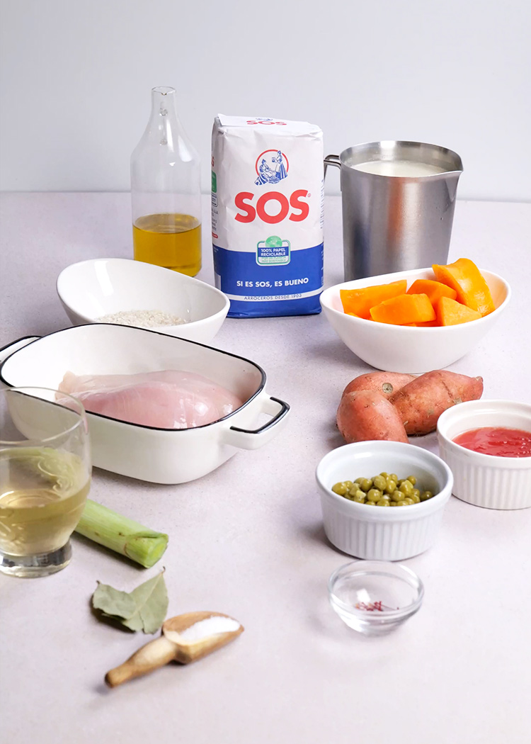 Ingredientes de guiso de arroz con pollo