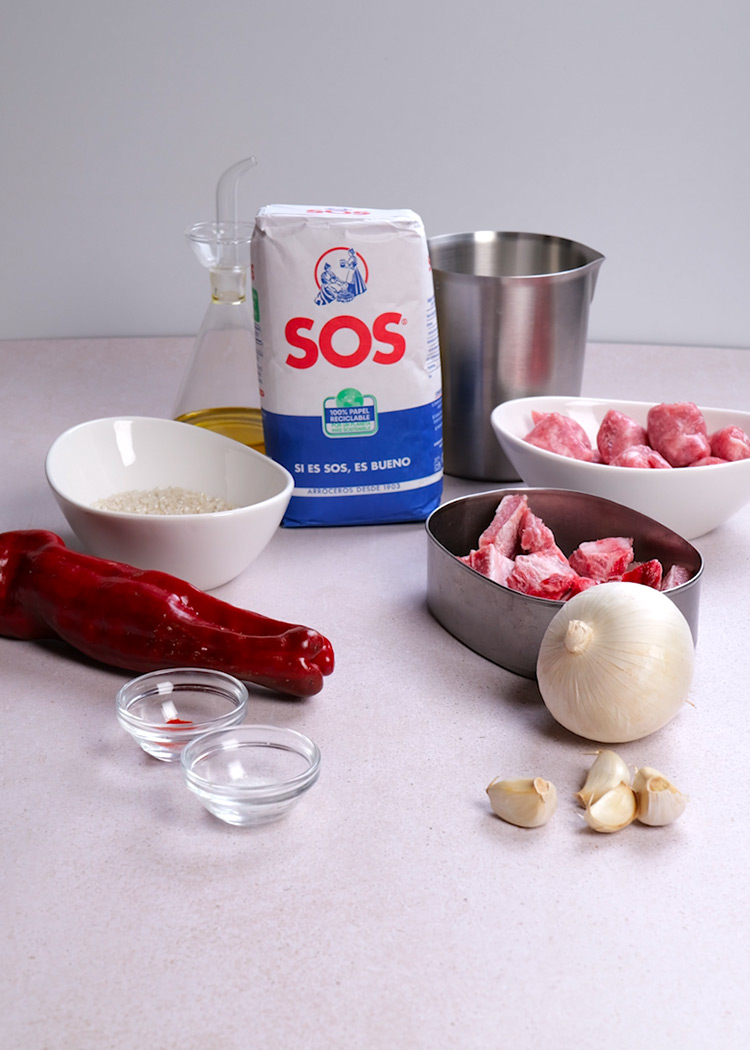 Ingredientes de arroz a la catalana