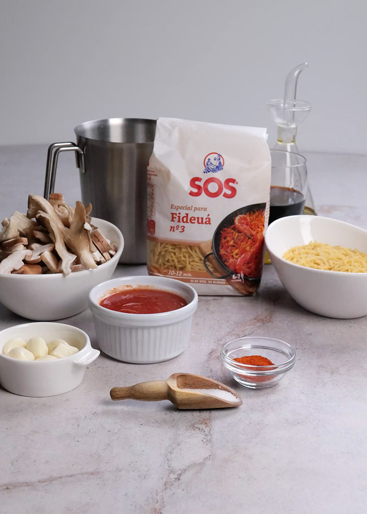 Ingredientes de Fideuá de setas