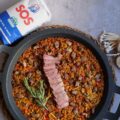 Arroz con presa y setas
