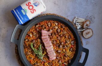 Arroz con presa y setas