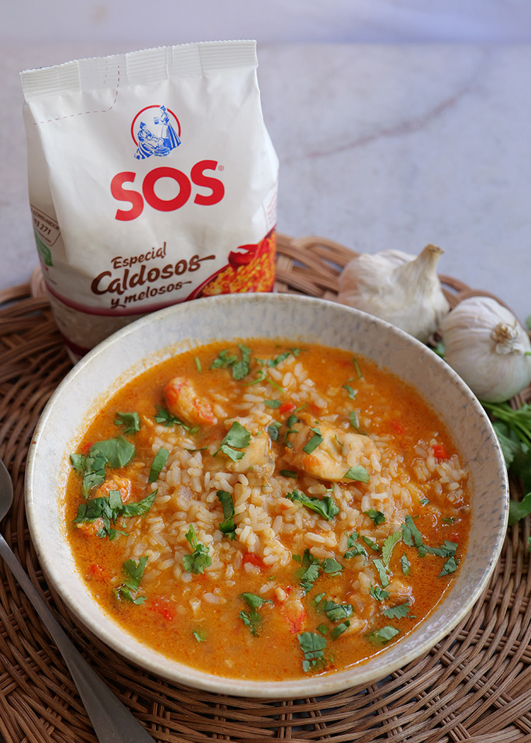 Presentación de arroz de tamboril
