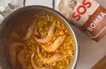 Arroz con sepia y langostinos