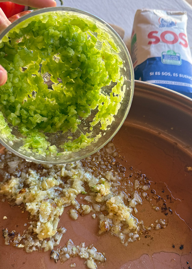 Sofrito para arroz con presa ibérica