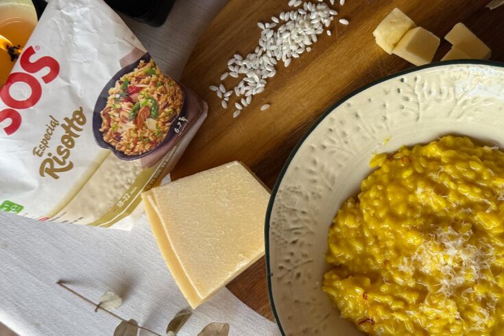 Presentación de arroz a la milanesa