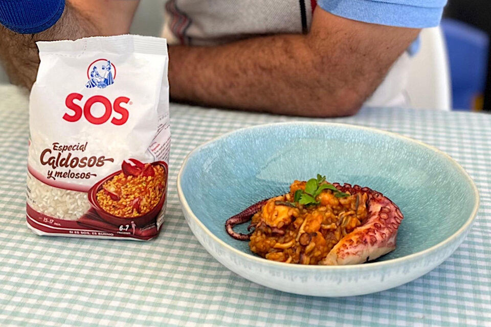 Arroz meloso con pulpo y gambas que enamora