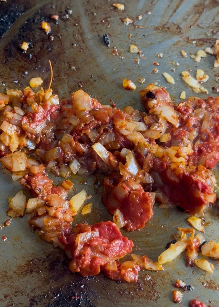 sofrito Para arroz con rape y langostinos