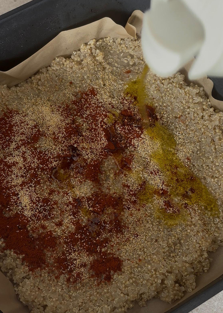 condimentar quinoa para tabulé de quinoa