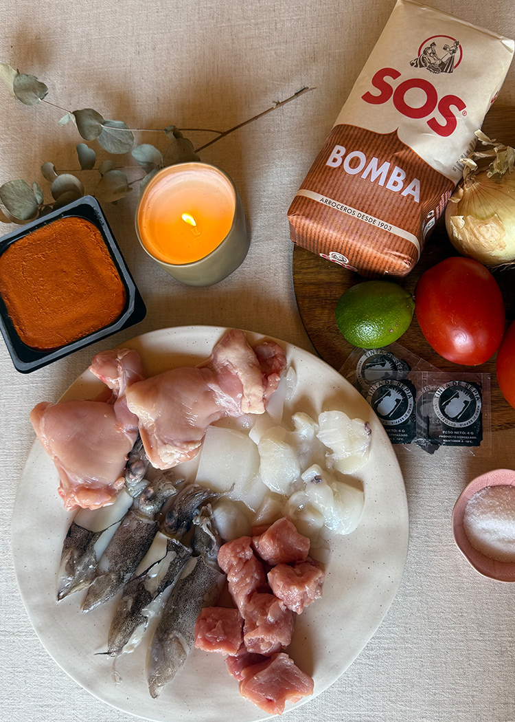 ingredientes para arroz mar y montaña